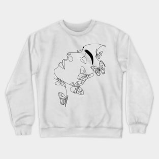 Woman with butterfly Line Art Crewneck Sweatshirt